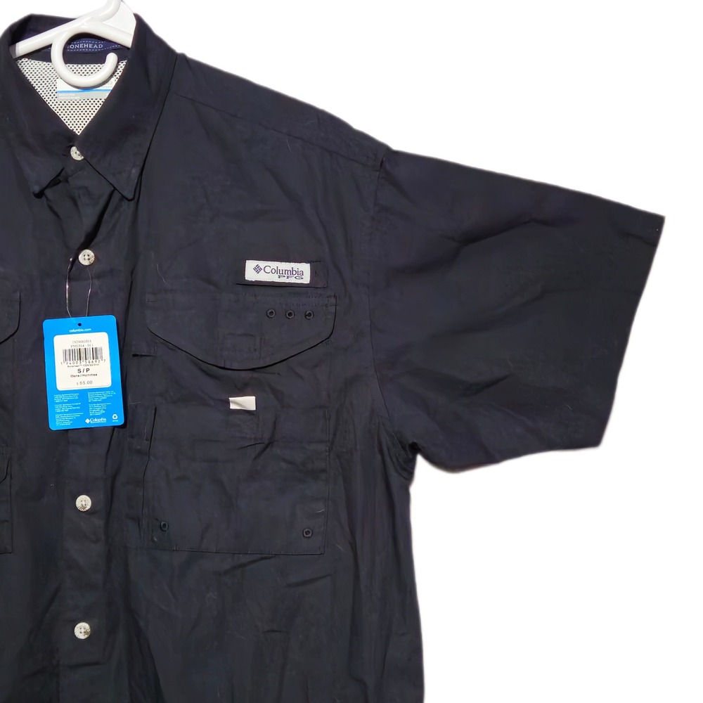 Columbia PFG Bonehead Fishing Shirt Mens Small Blue Lucky Carp Embroidered NWT